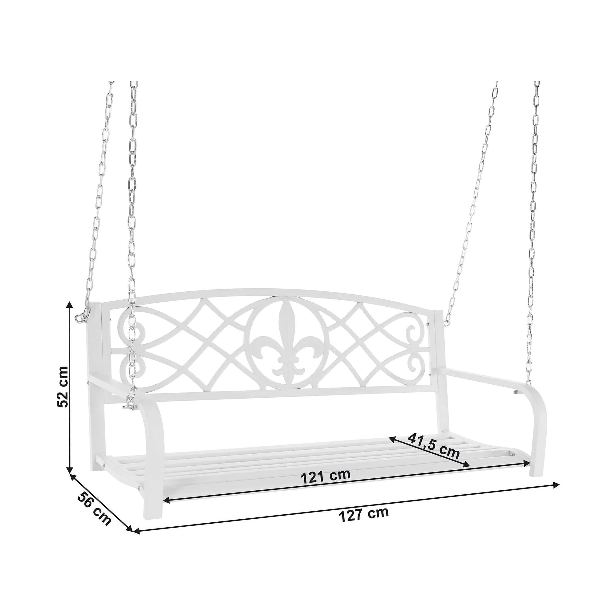 Leagan gradina ABEA, alb, metal, 127x56x52 cm
