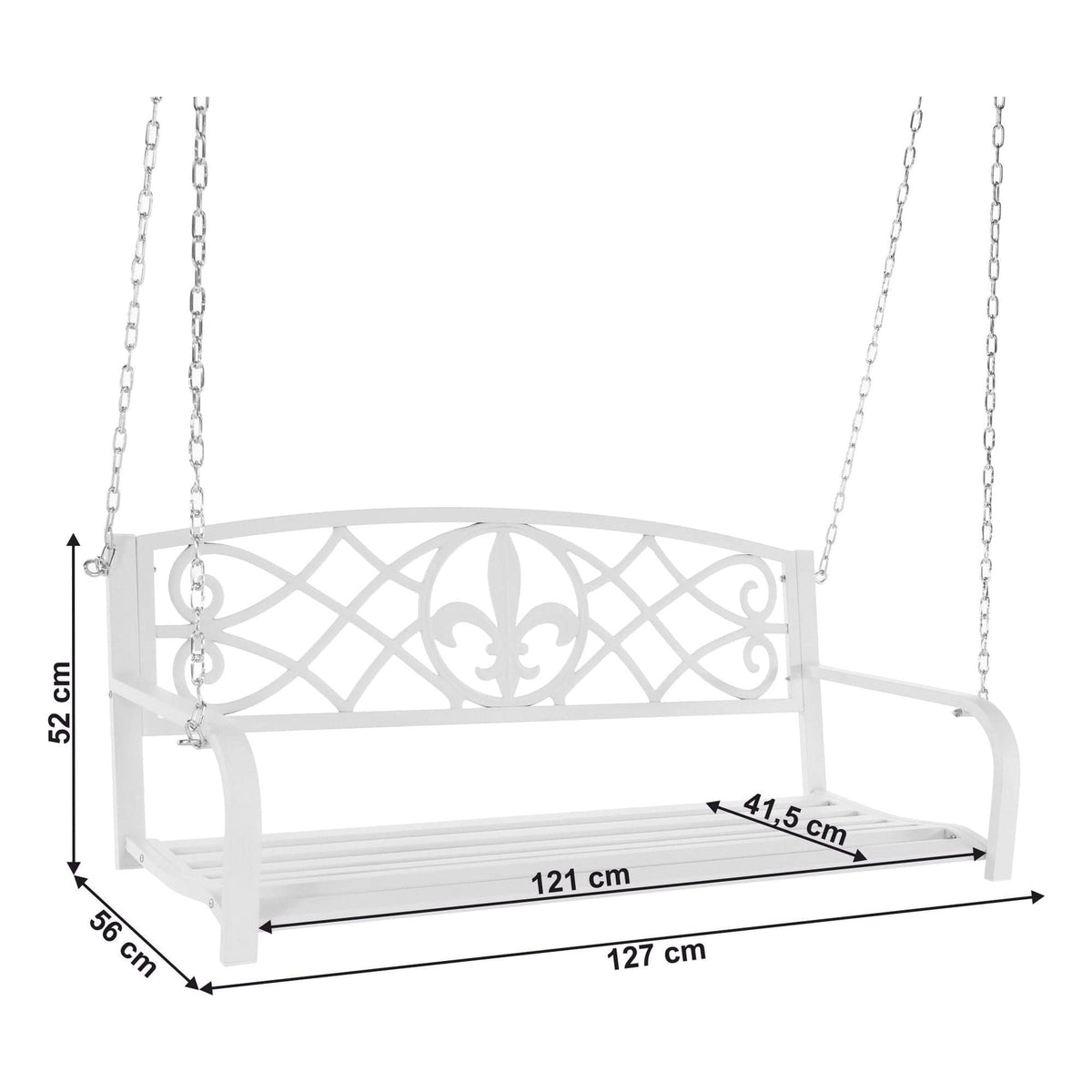 Leagan gradina ABEA, alb, metal, 127x56x52 cm
