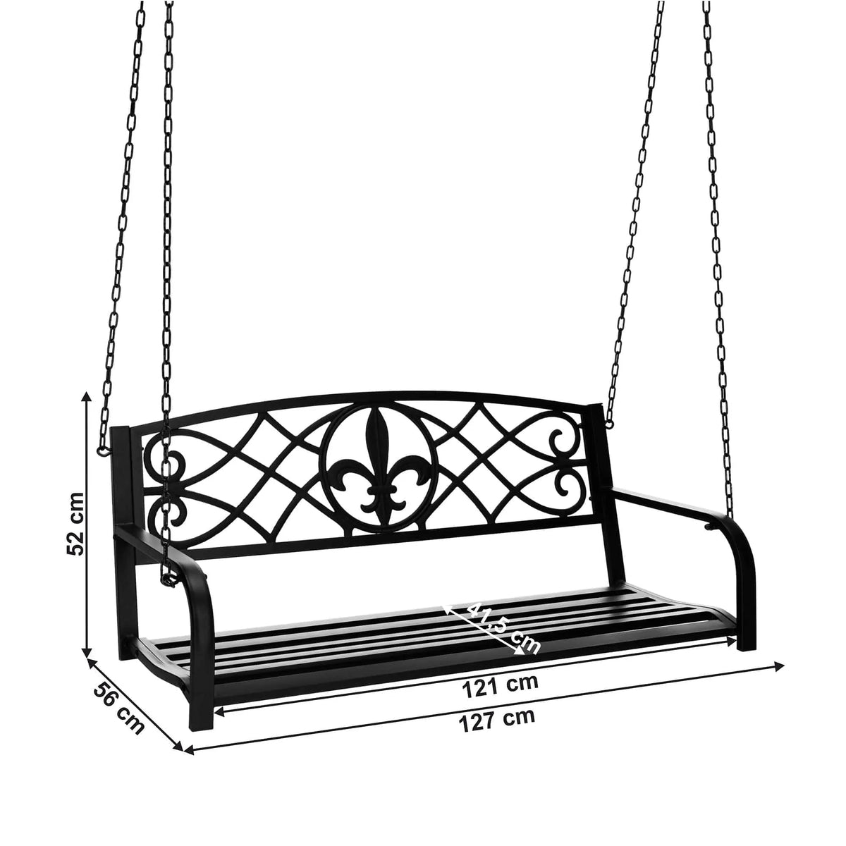 Leagan gradina ABEA, negru, otel, 127x56x52 cm