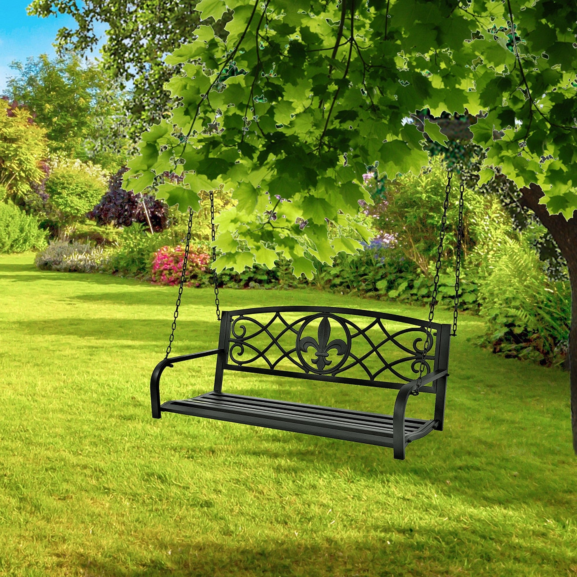 Leagan gradina ABEA, negru, otel, 127x56x52 cm
