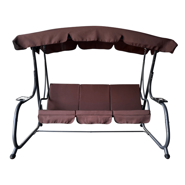 Leagan gradina EILANA, maro/gri inchis, material textil/metal, 220x138x178 cm