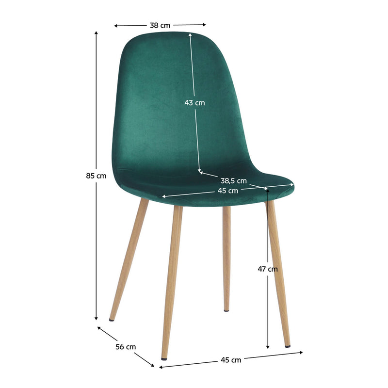 Scaun LEGA NEW, verde smarald/fag, stofa catifelata/metal, 45x56x85 cm