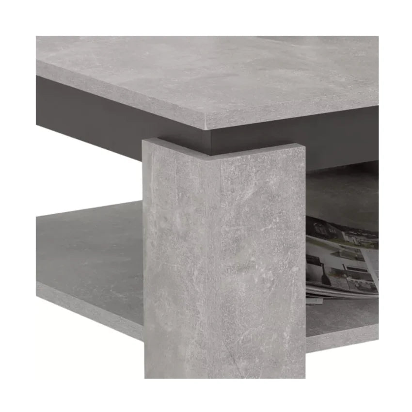 Masuta cafea LEJSY, gri beton/gri grafit, 68x68x41 cm