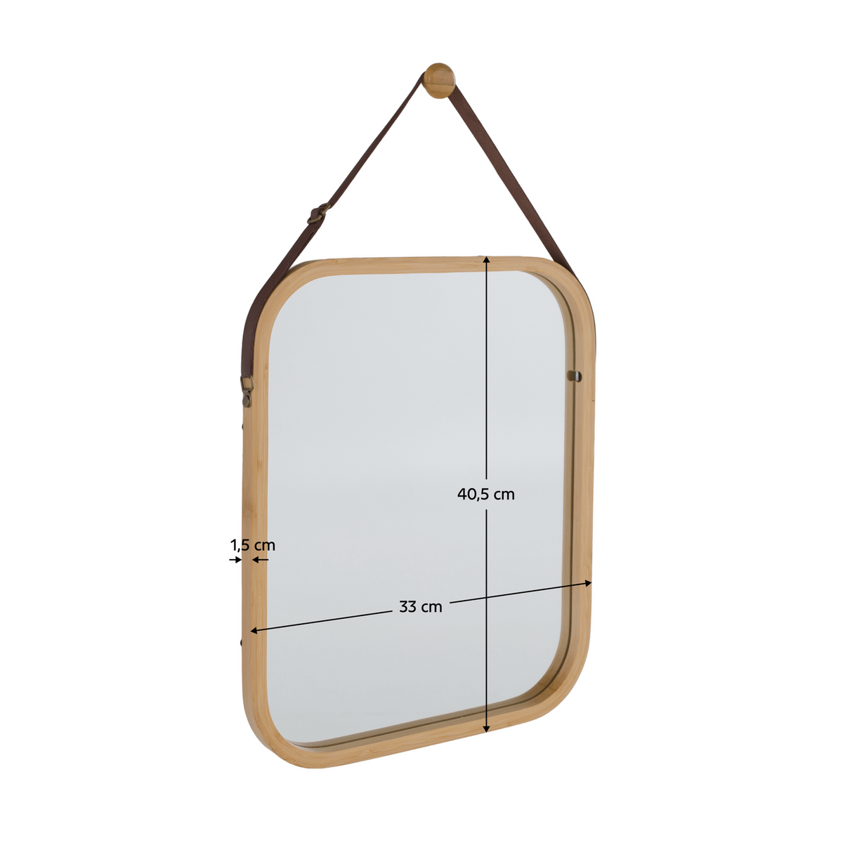 Oglinda LEMI 2, bambus natural, lemn de bambus lacuit, 45x2x45 cm