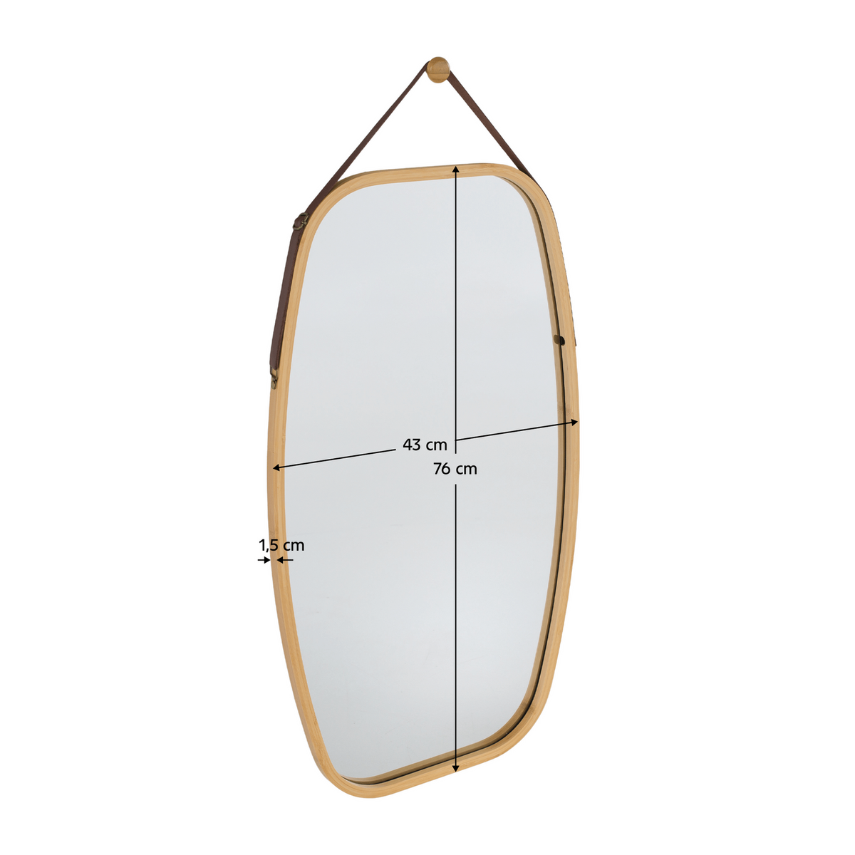 Oglinda LEMI 3+C420, bambus natural, lemn de bambus lacuit, 43x2x76 cm