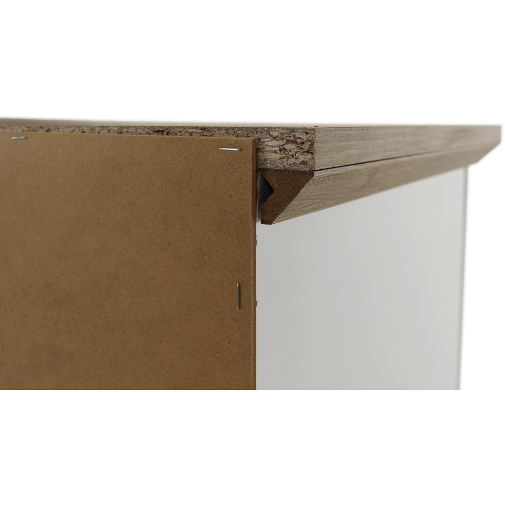 Vitrina LEON MZ5, alb/stejar deschis, PAL laminat, 125x40x180 cm