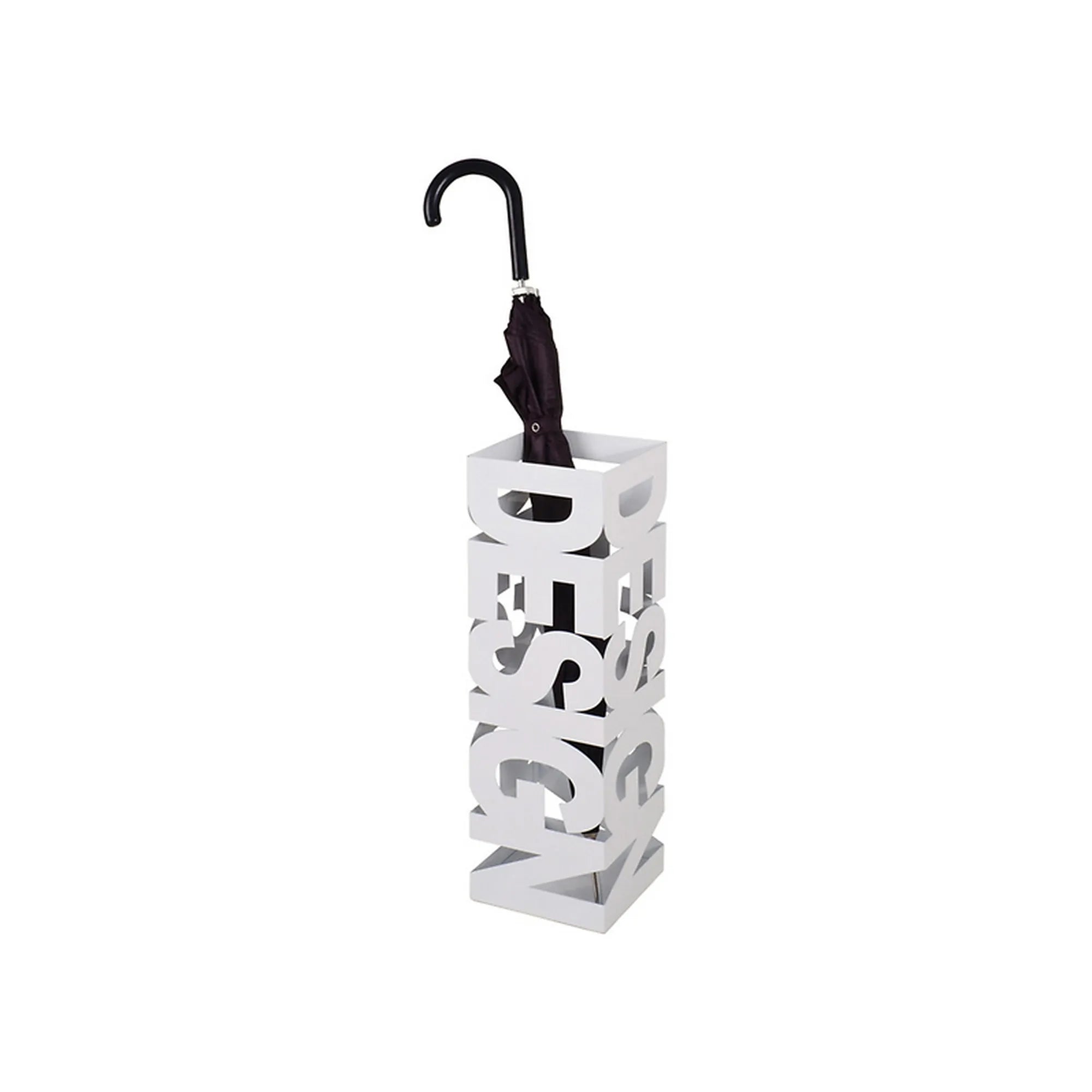 Suport umbrela DESIGN, alb, metal, 16x16x48 cm