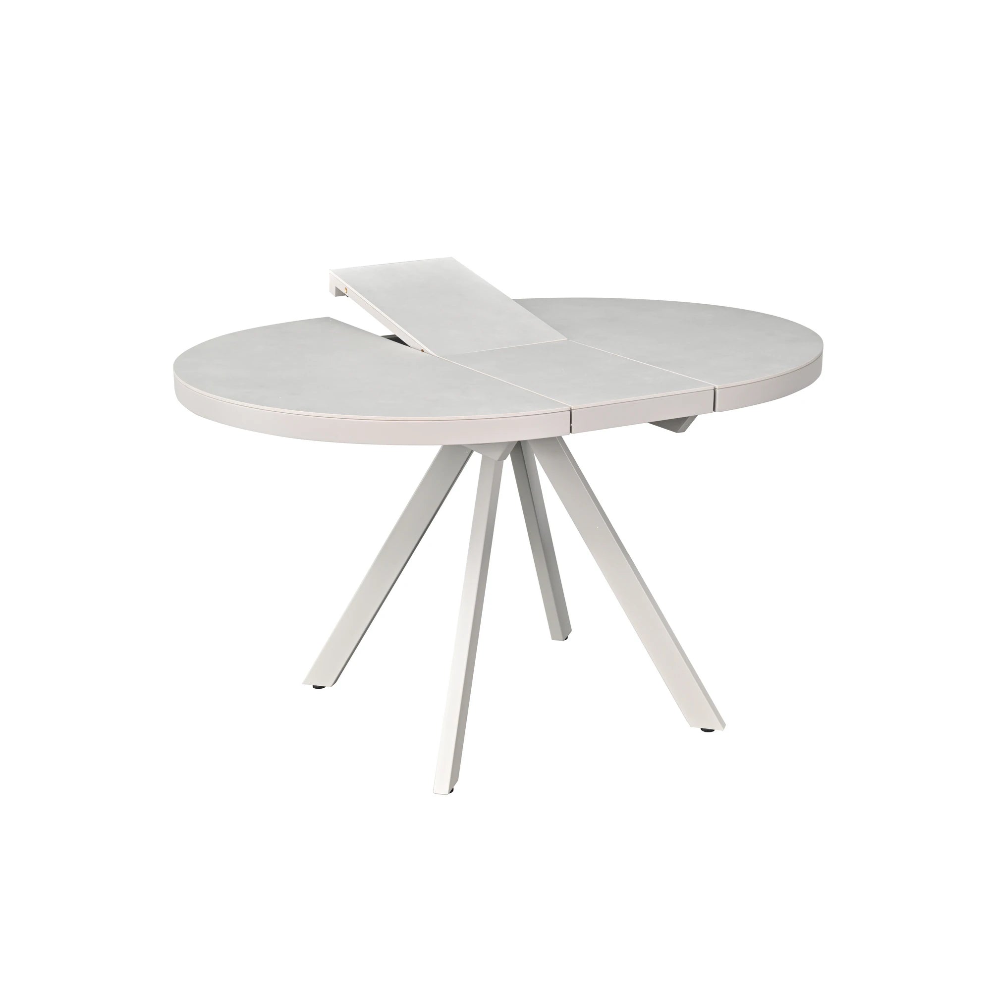 Masa extensibila LIBRA, grej cu efect de piatra travertin, ceramica/metal, 100/130x100x75 cm