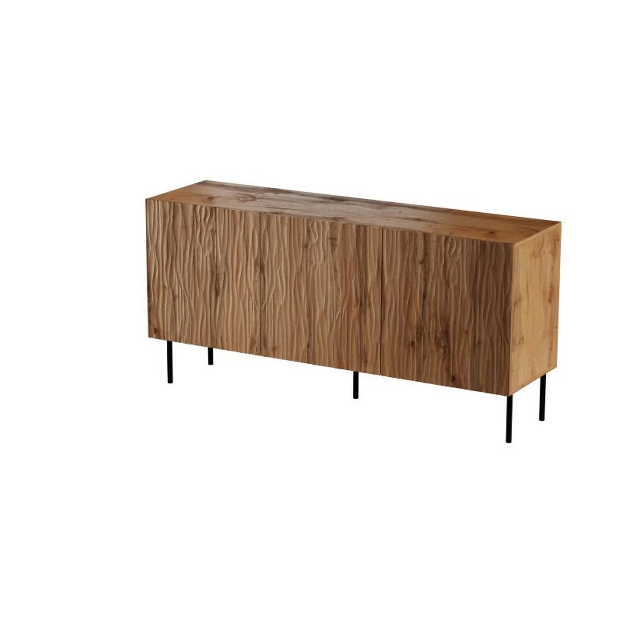 Comoda JUNGLE, stejar wotan/negru, PAL laminat, 152x42x75 cm