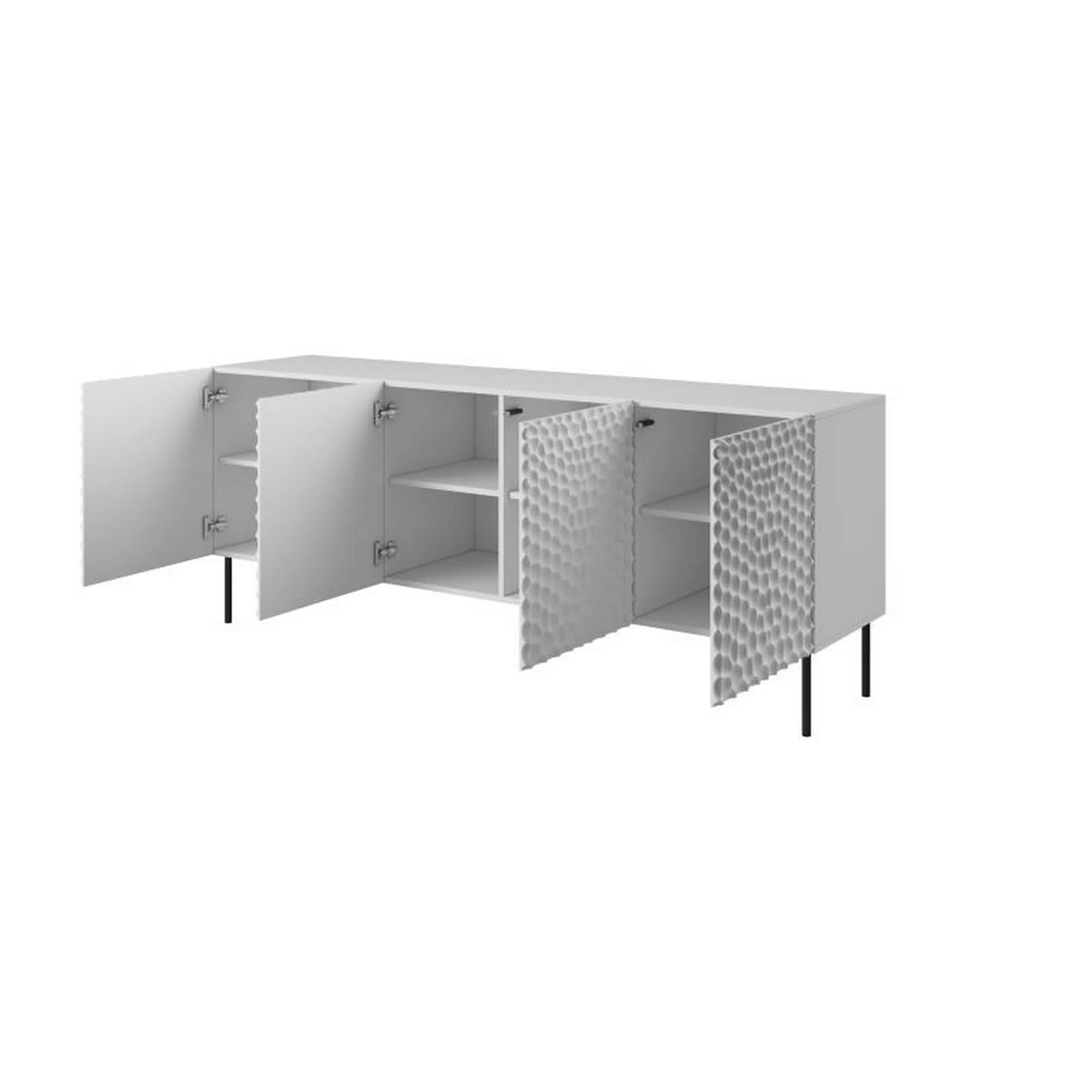 Comoda HOLE, alb/negru, PAL laminat, 190x41x75 cm
