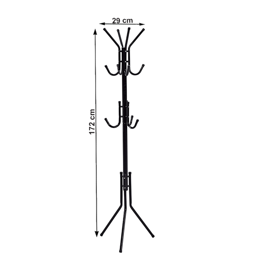 Cuier pom LORIK, negru, metal/plastic, 29x172 cm