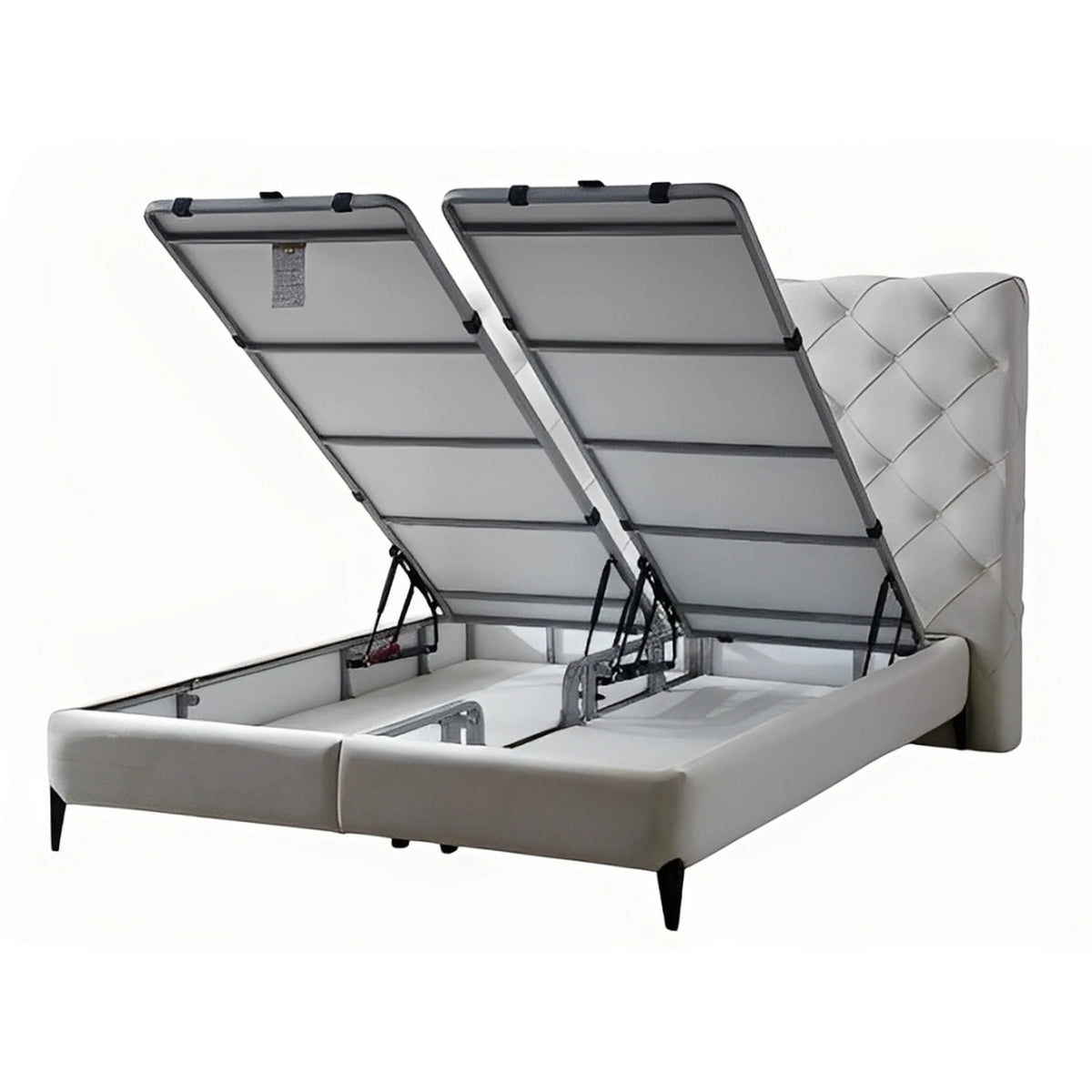 Pat LOVE BED 160x200, stofa catifelata crem - Luna 01, cu somiera si spatiu depozitare