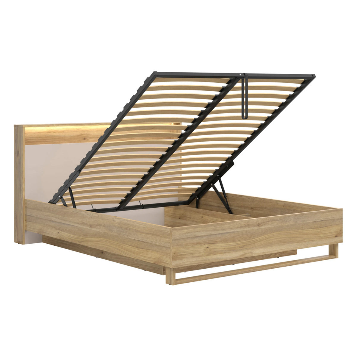 Set dormitor DALVA, stejar/casmir, pat 160x200, dulap cu 3 usi si 2 sertare, 2 noptiere si o comoda