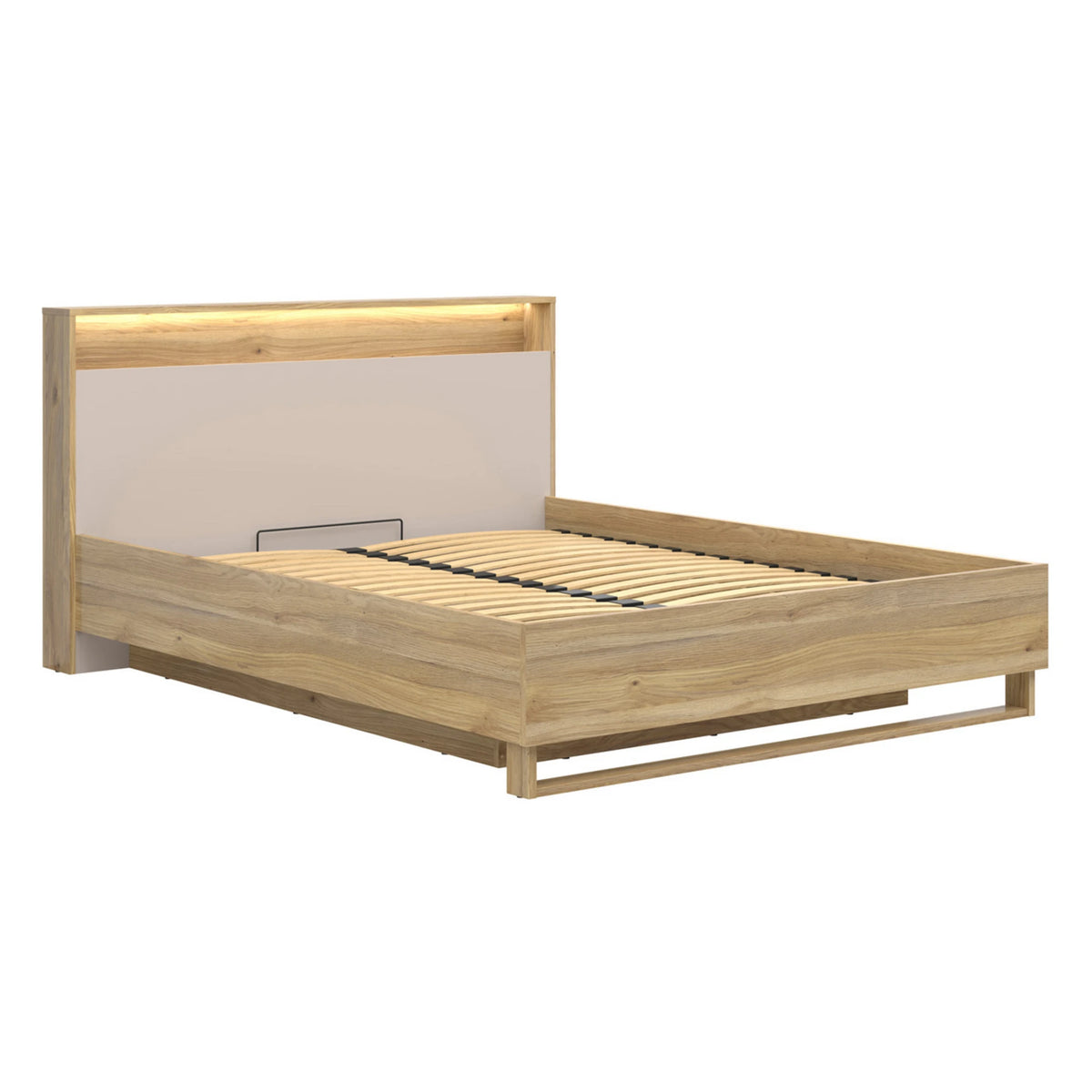 Set dormitor DALVA, stejar/casmir, pat 160x200, dulap cu 3 usi si 2 sertare, 2 noptiere si o comoda