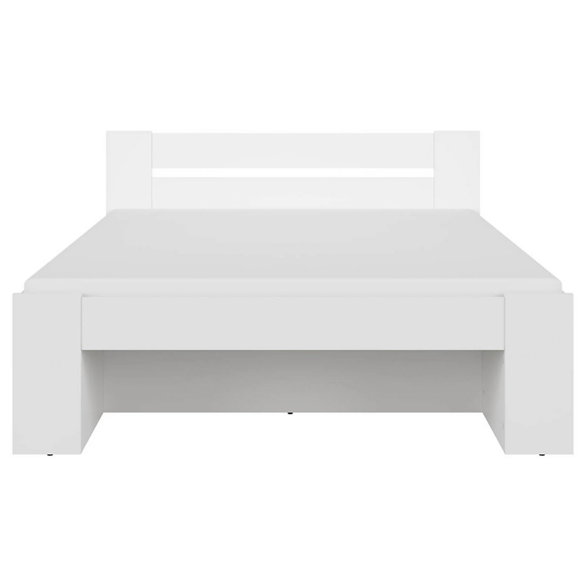 Cadru pat NEPO PLUS 160x200, alb, PAL laminat, cu spatiu depozitare