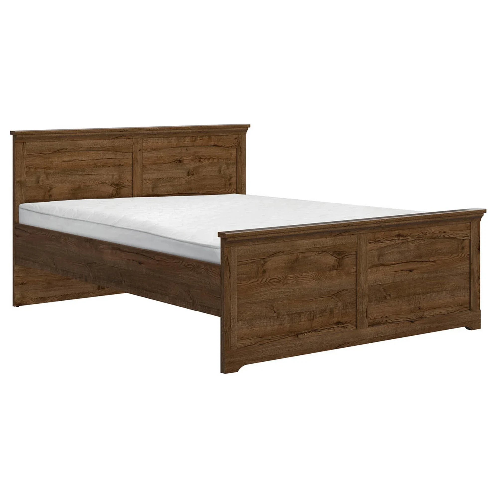 Set dormitor PATRAS, stejar, pat 160x200, dulap cu 3 usi, 2 noptiere si comoda