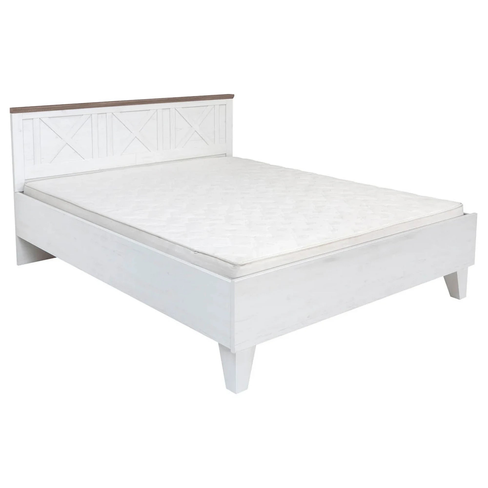 Set dormitor STOCKHOLM, pin alb andersen/stejar sonoma, pat 160x200, dulap cu 5 usi, 2 noptiere si comoda