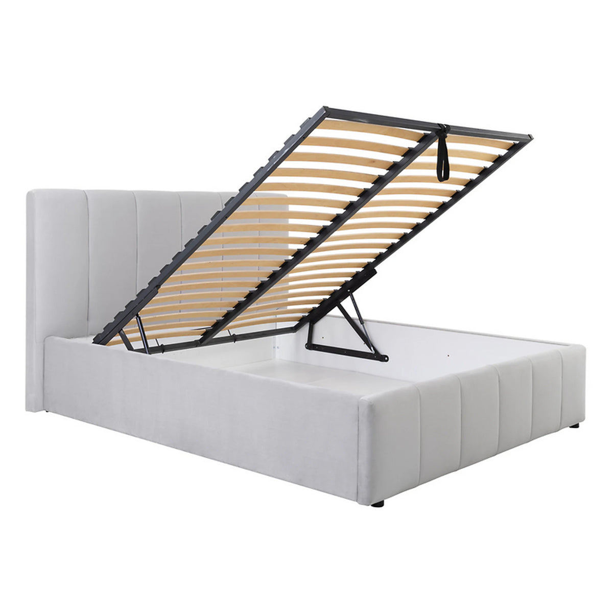 Cadru pat LONES 160x200, stofa catifelata gri deschis - Bluvel 03