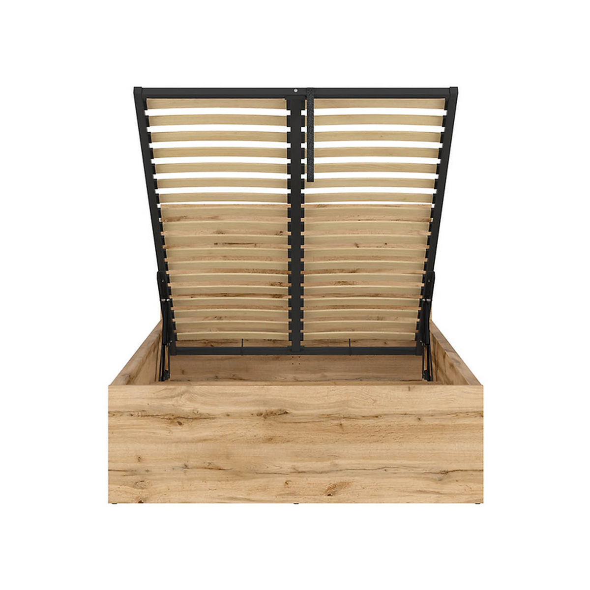 Pat TETRIX 120x200, stejar wotan, PAL laminat, cu somiera si lada depozitare
