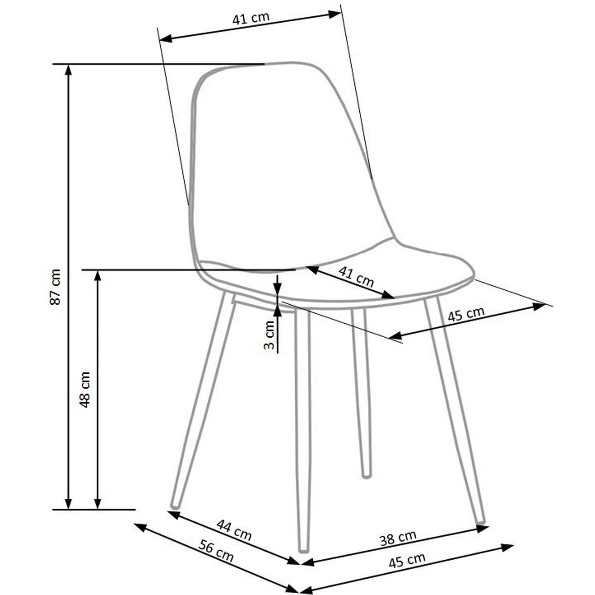 Scaun K316, gri/stejar, stofa clasica/metal, 44x56x87 cm