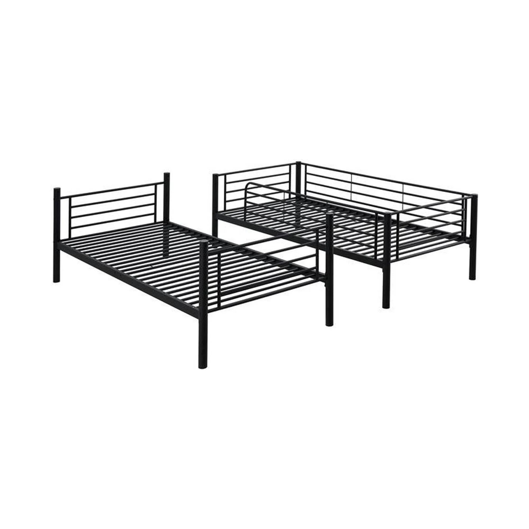 Pat supraetajat BUNKY 90x200, negru, metal, cu somiera