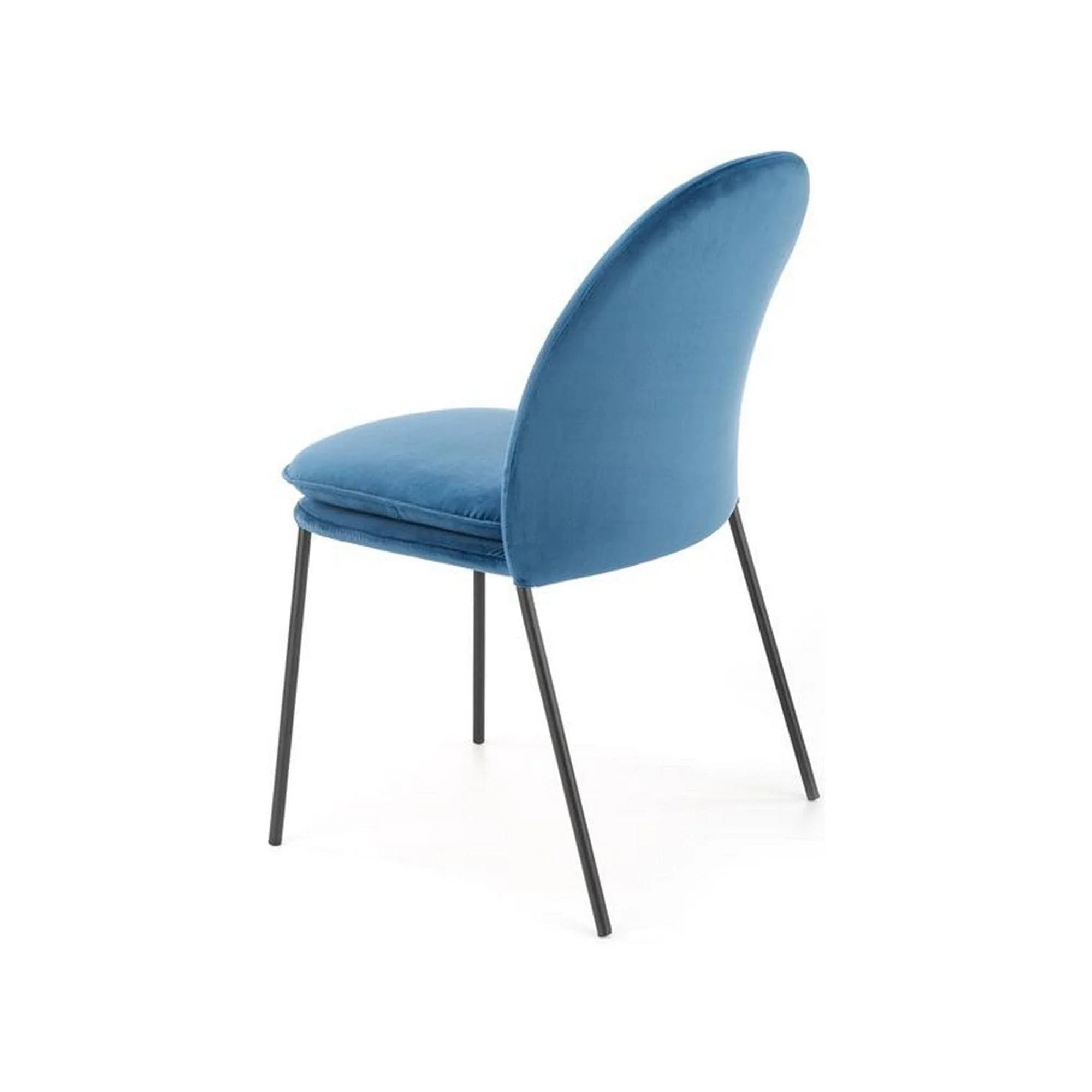 Scaun K443, albastru/negru, stofa catifelata/metal, 50x58x84 cm