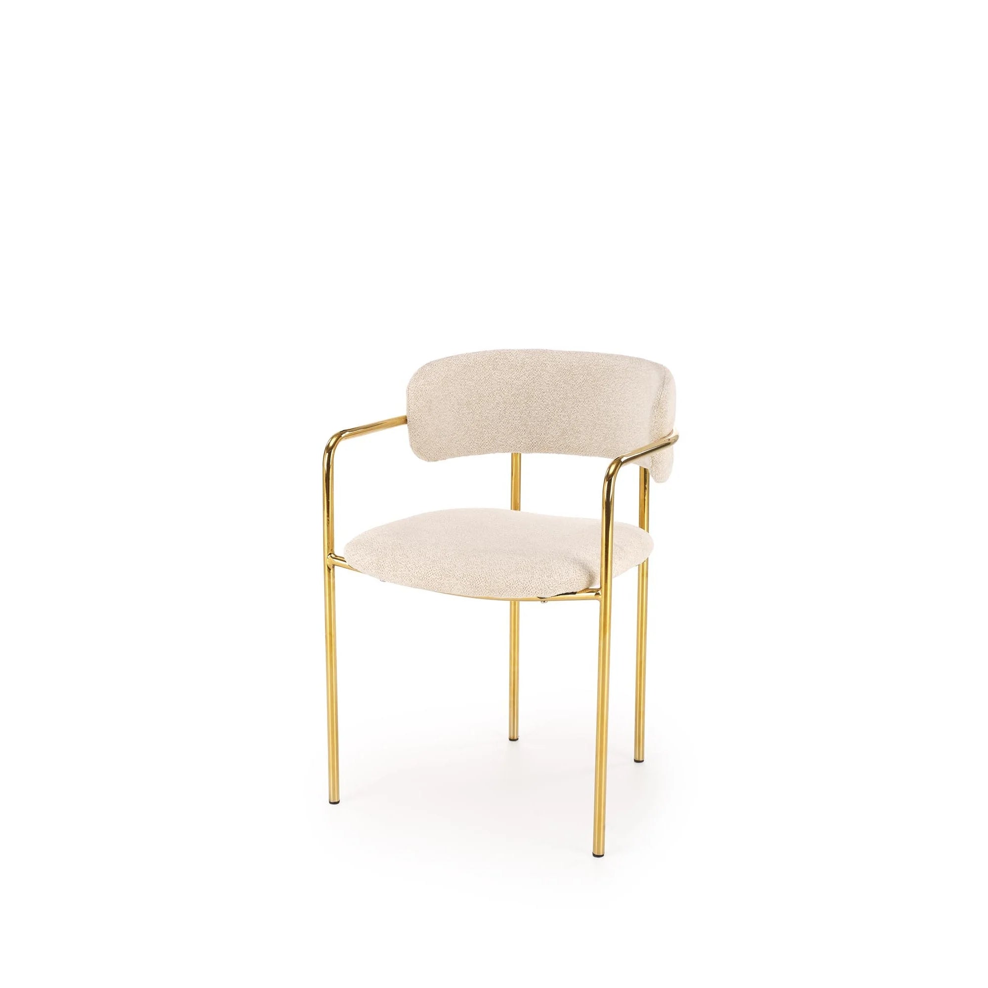 Scaun K537, crem/auriu, stofa clasica/metal, 54x56x76 cm
