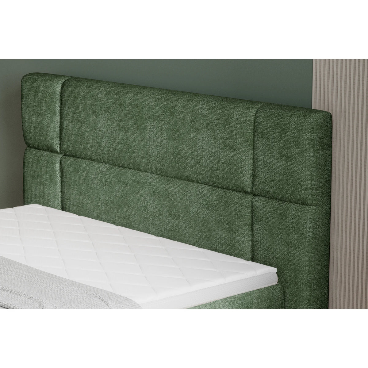 Pat boxspring LUCIO 180x200, personalizabil materiale Gama Premium, cu saltele si topper