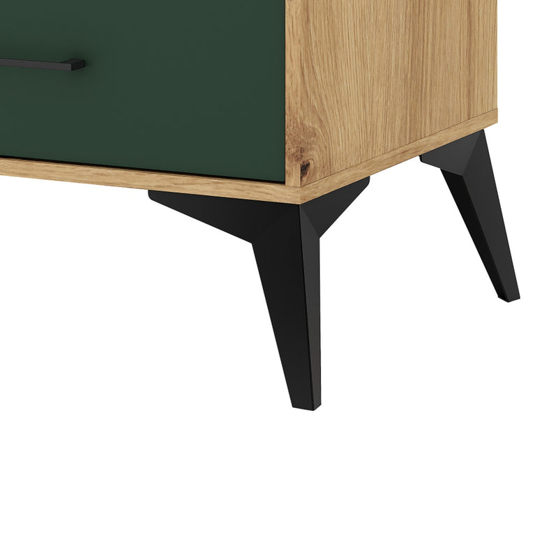 Biblioteca LUGON LU5, stejar artisan/verde inchis, DTD laminat, 56x40x139 cm