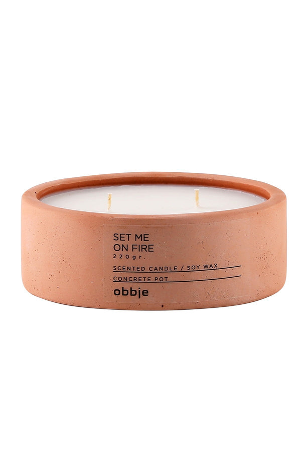 Lumanare 665CST1103, portocaliu, beton/parafina, 12x12x5 cm