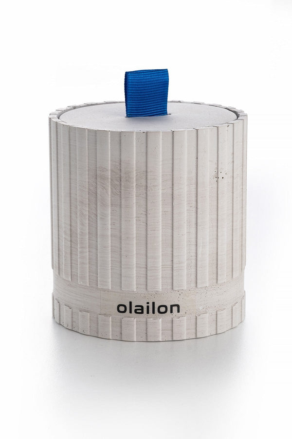 Lumanare SUTUN, gri/albastru, beton/parafina, 8x9 cm