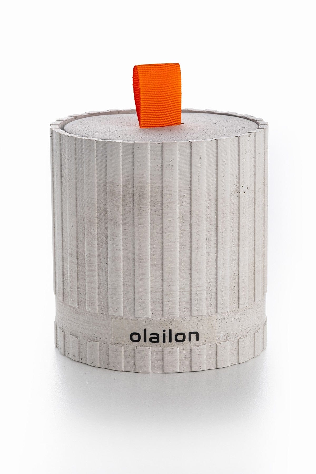 Lumanare SUTUN, gri/portocaliu, beton/parafina, 8x9 cm