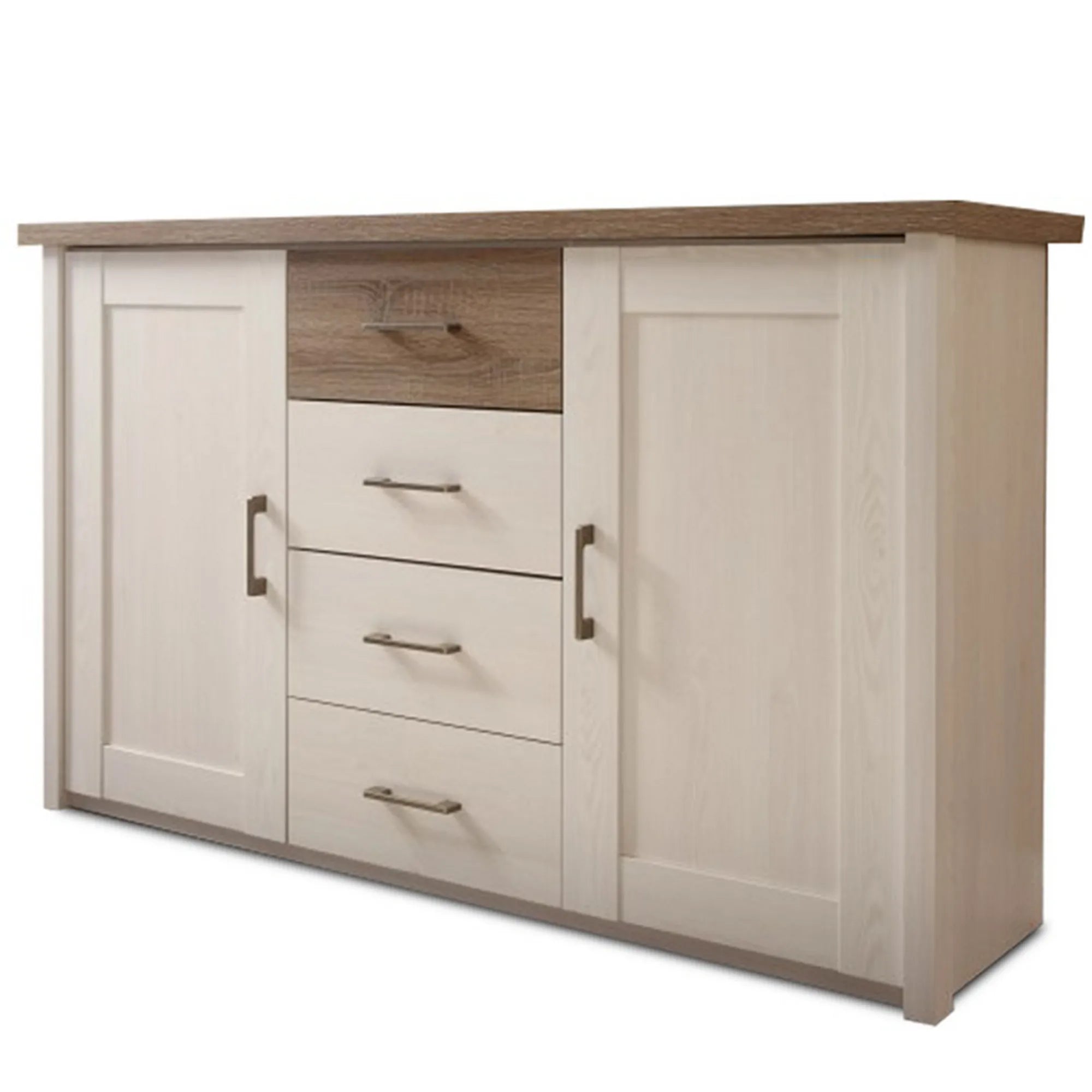 Comoda LUMERA, stejar trufa/pin alb, DTD laminat, 150x42x90 cm