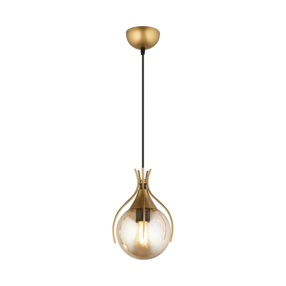 Lustră 64635, auriu/negru, metal/sticlă, 12x60 cm