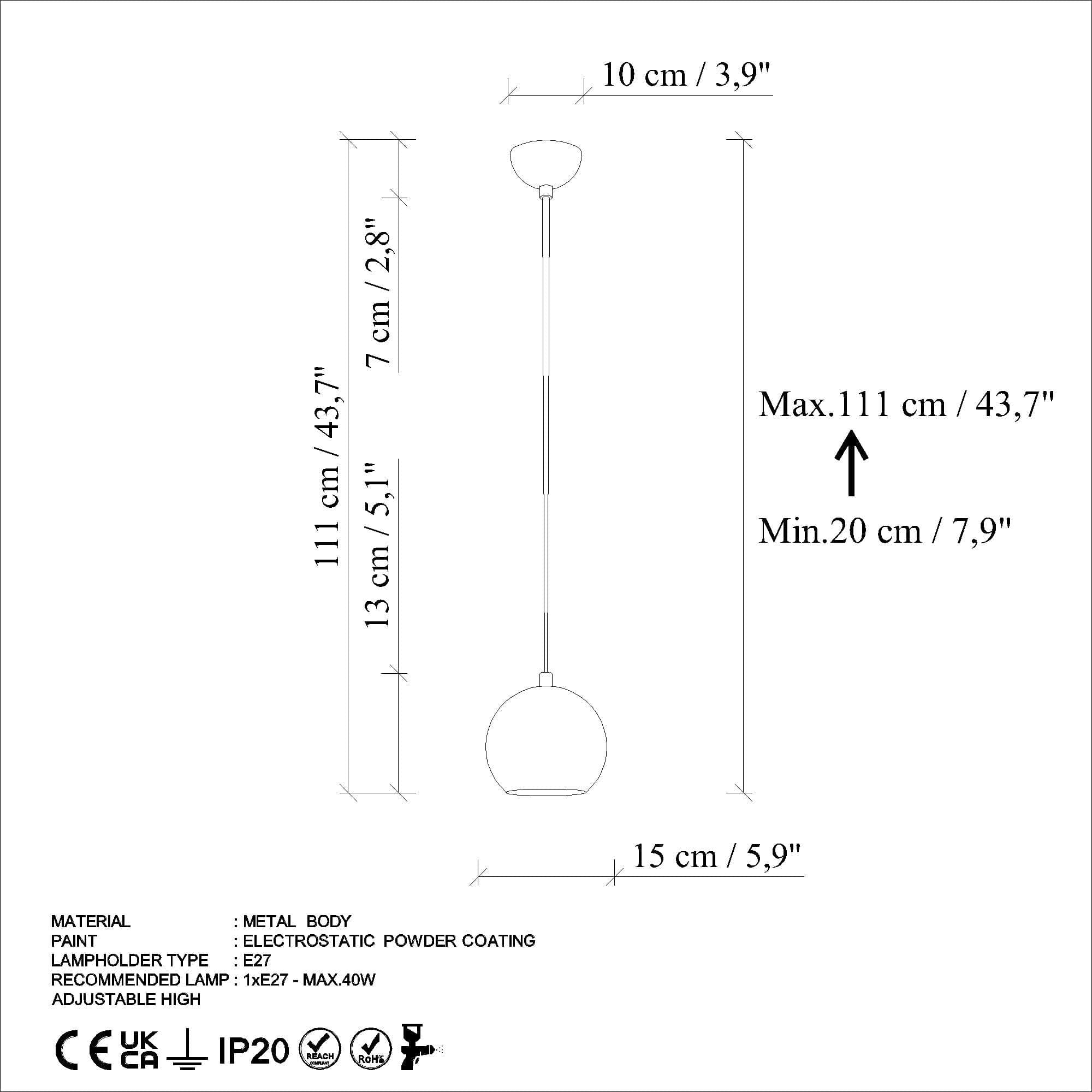 Lustra 795LMG1225, metal, 15x20-111 cm