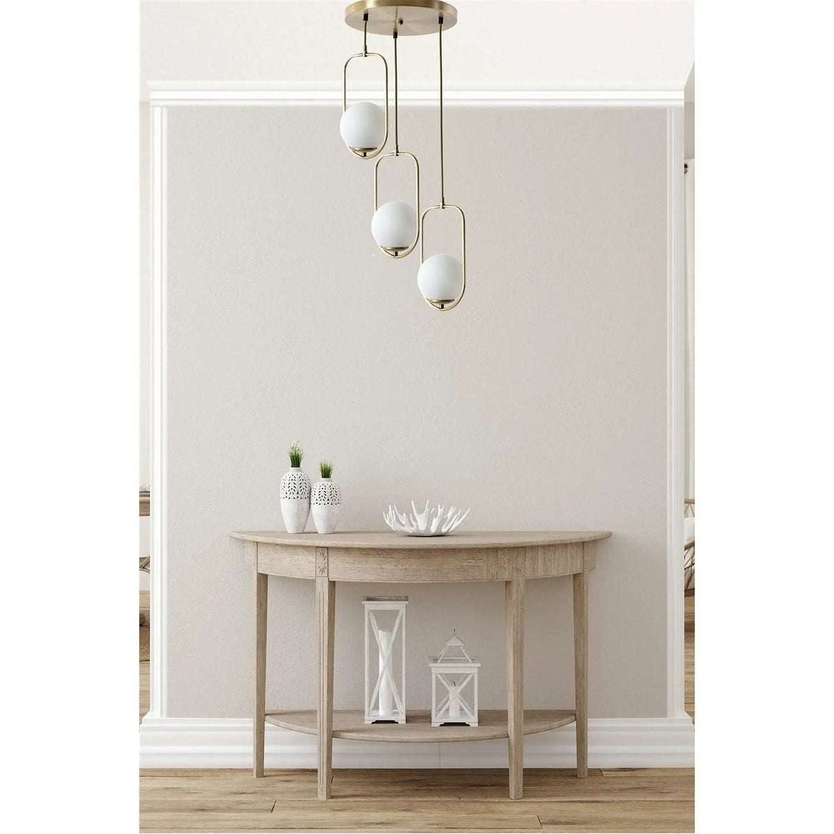Lustra 846STL2889, alb/bronz, metal, 30x70 cm