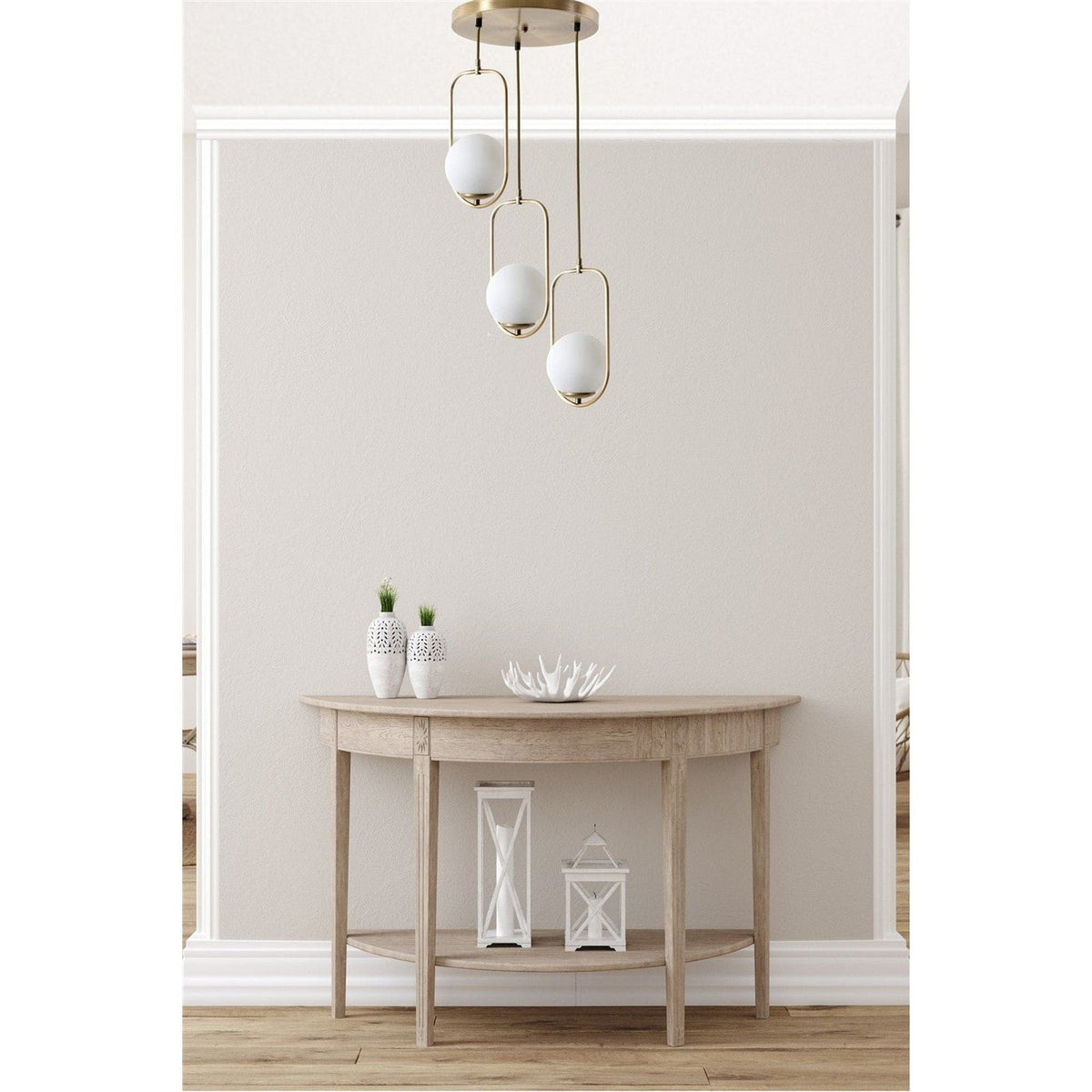Lustra 846STL2889, alb/bronz, metal, 30x70 cm