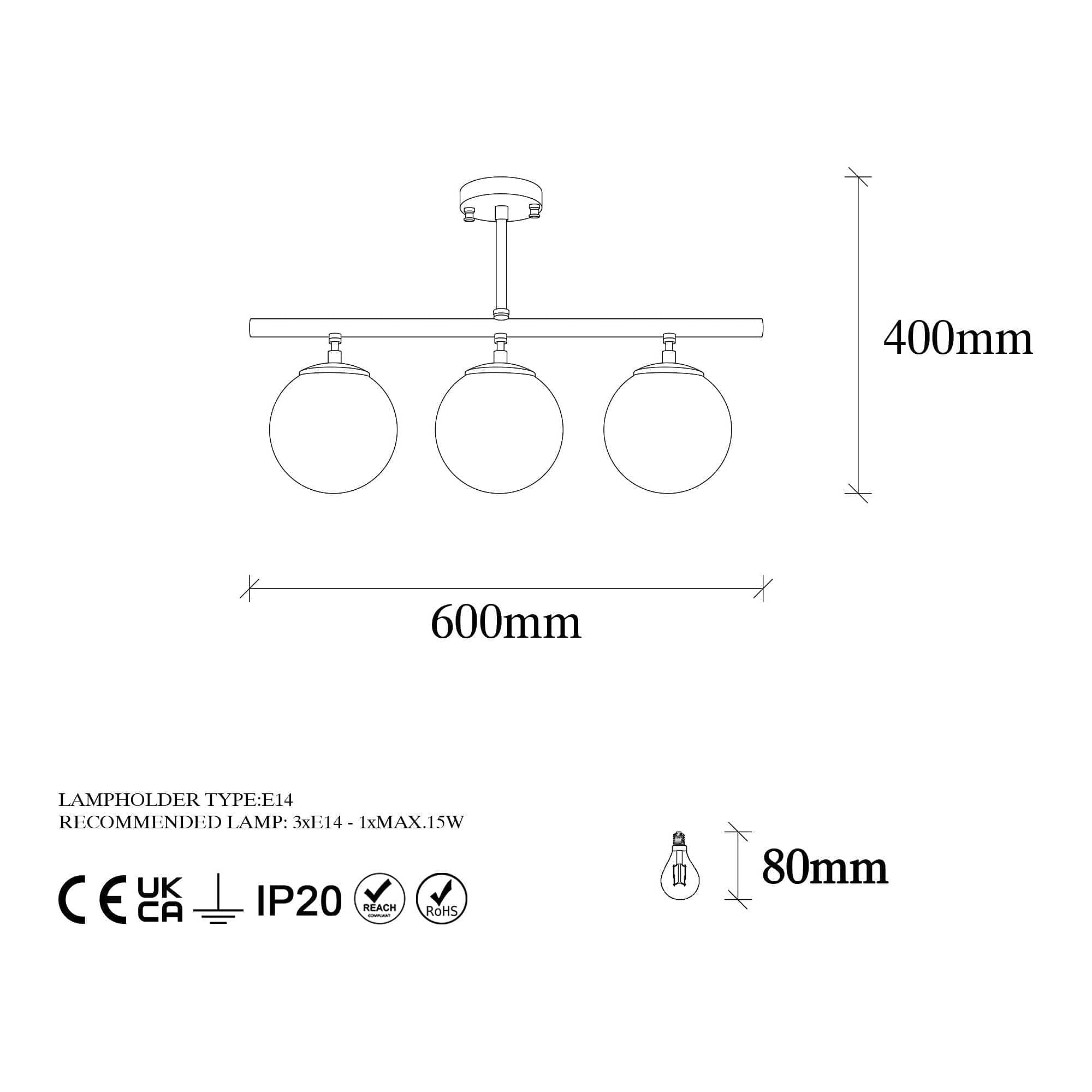 Lustra ATMACA 10275, negru/transparent, metal/sticla, 60x15x40 cm