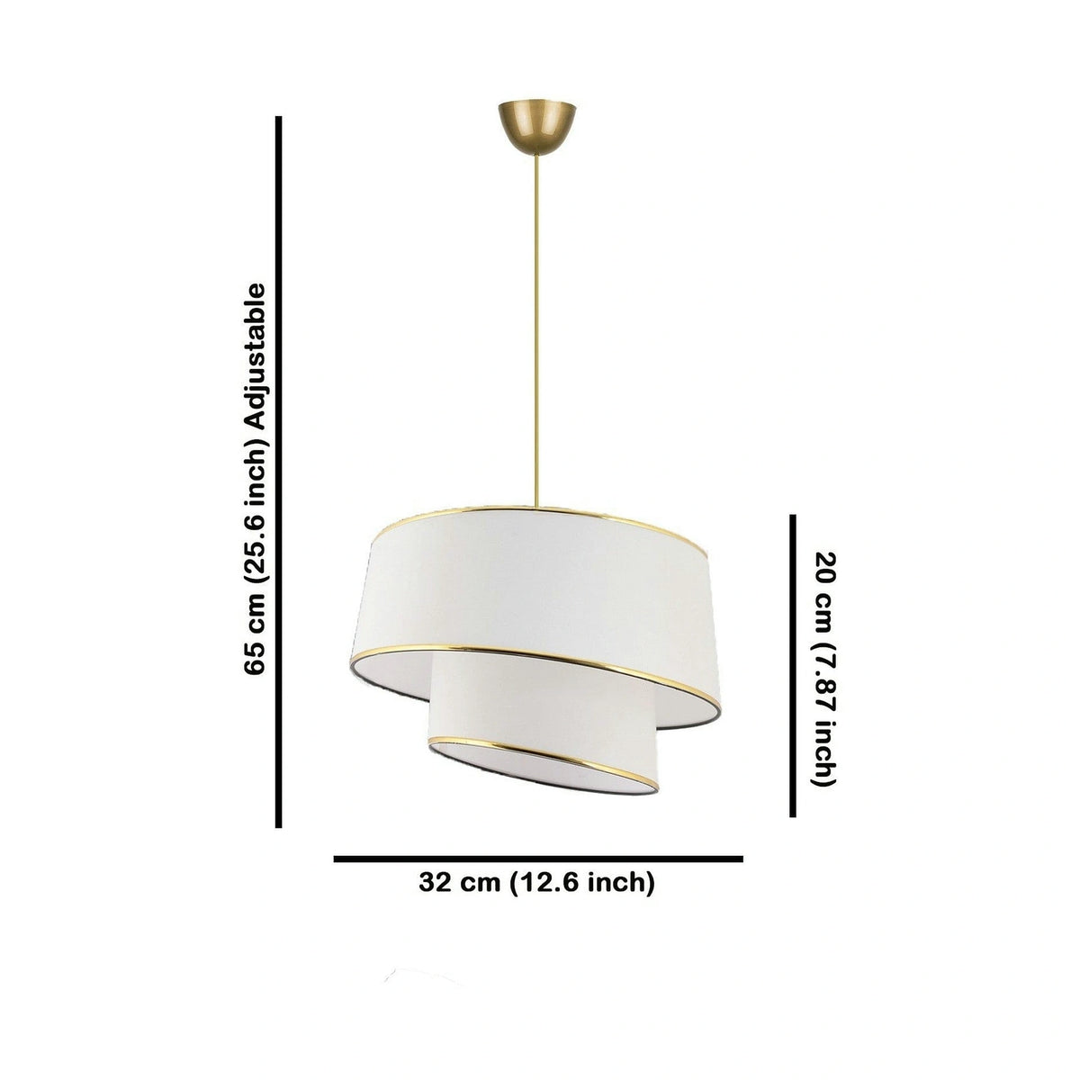 Lustra BARETTE, alb/auriu, material textil/metal, 32x65 cm