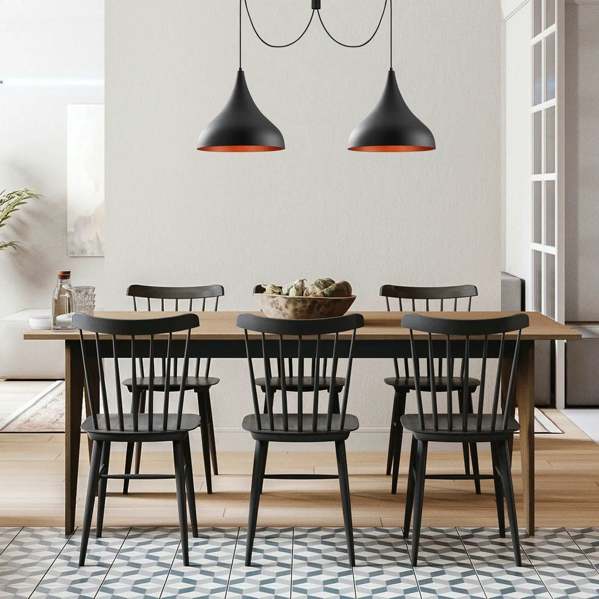 Lustra BERCESTE N-1392, negru, metal, 131x41x127 cm