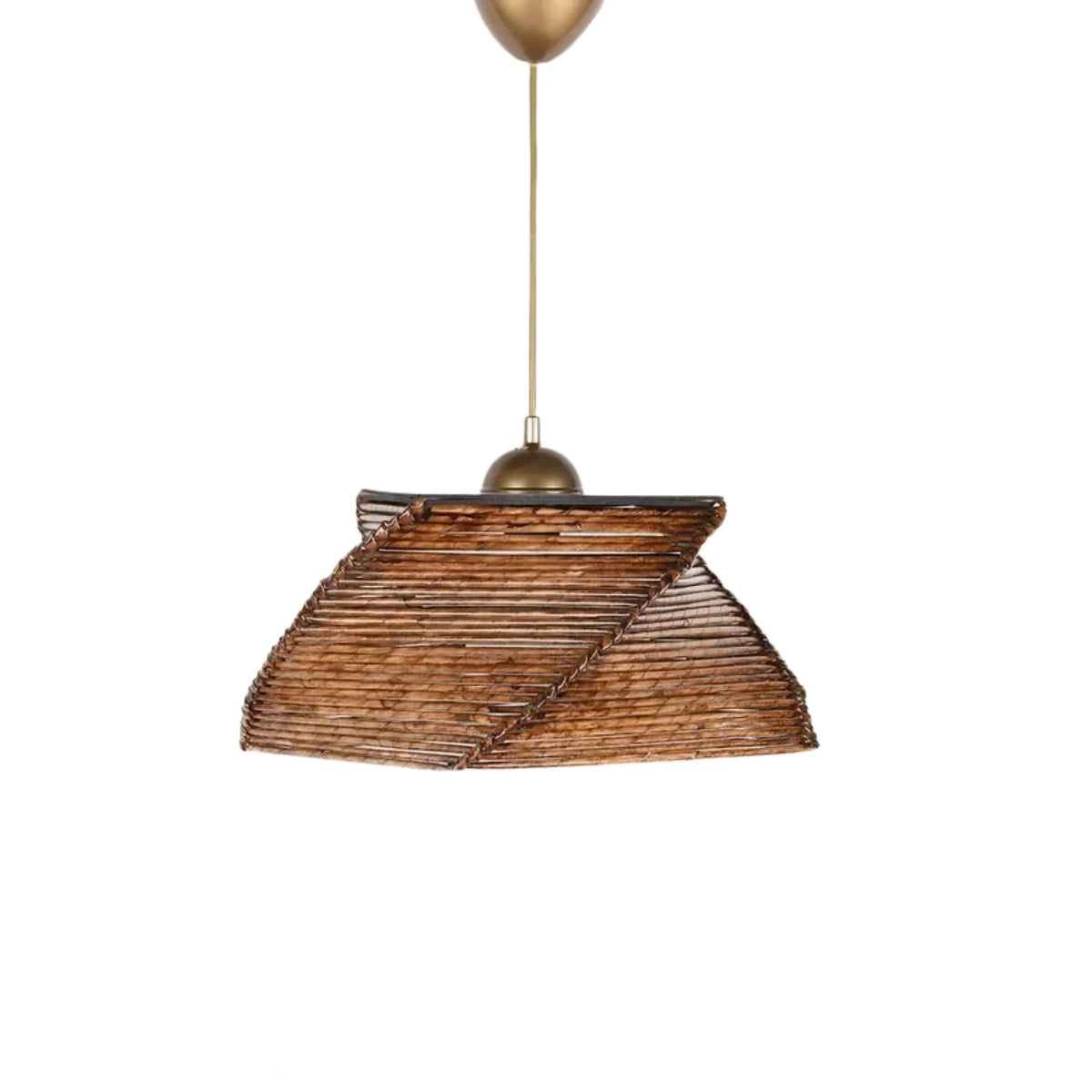 Lustra CARRE, maro/auriu, lemn/metal, 36x65 cm