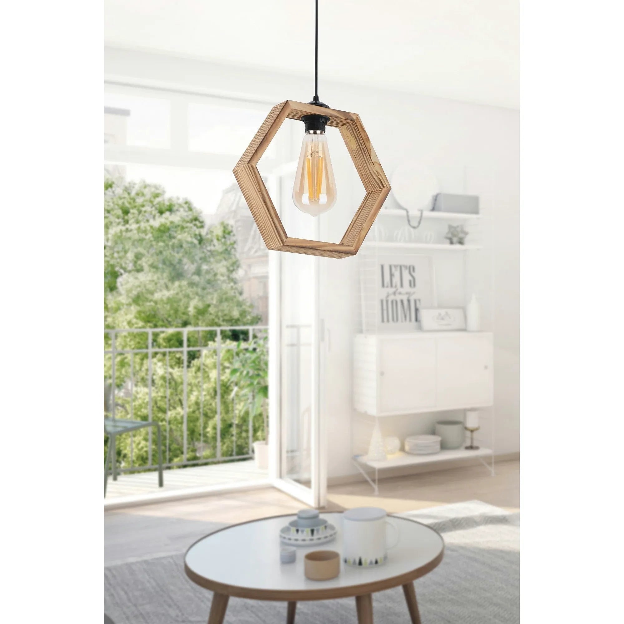 Lustra HEXAGON, stejar, lemn, 32x72 cm