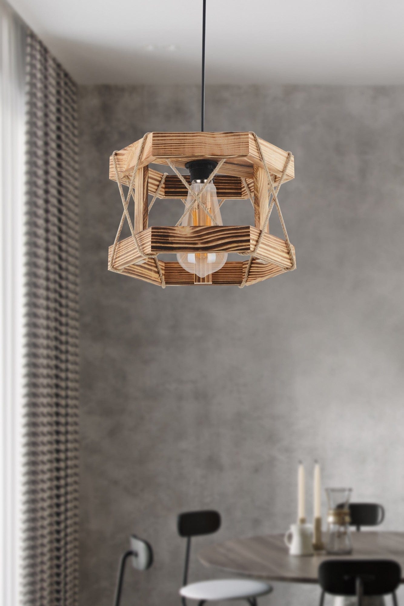 Lustra HEXAGONAL, stejar, lemn, 29x64 cm