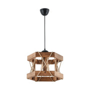 Lustra HEXAGONAL, stejar/negru, lemn/metal, 29x64 cm