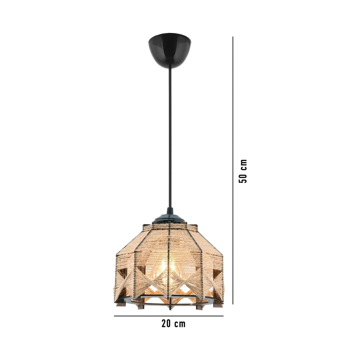 Lustra JUTTA JUTE, bej/negru, metal/iuta, 20x50 cm