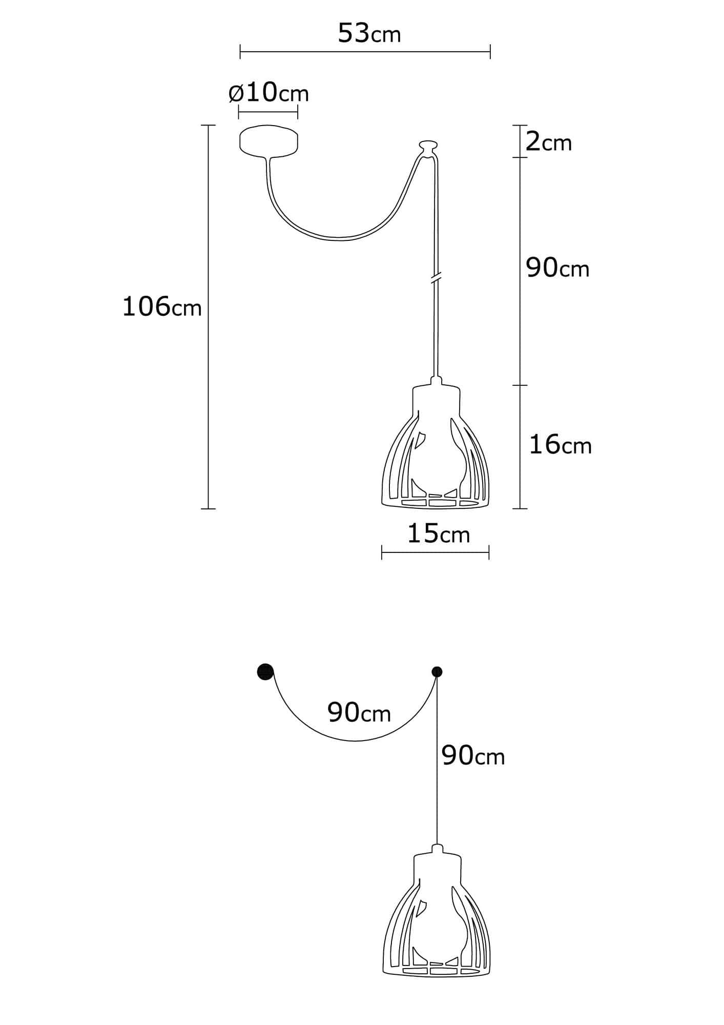 Lustra KEMAH-N-1235, negru, metal, 53x15x106 cm