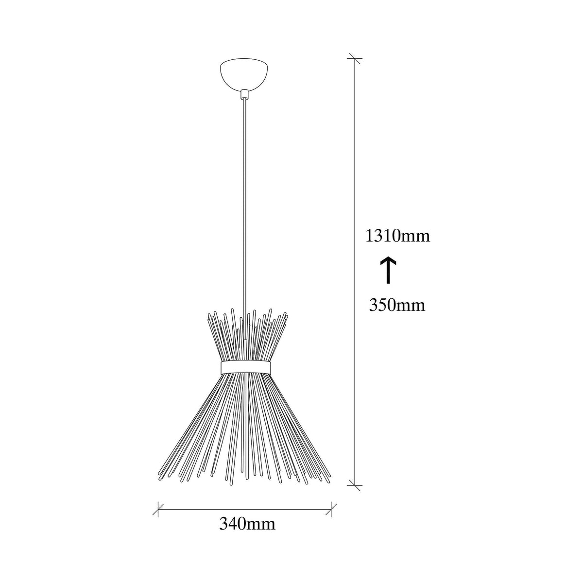 Lustra KIRPI 3082, negru, metal, 34x35-131 cm