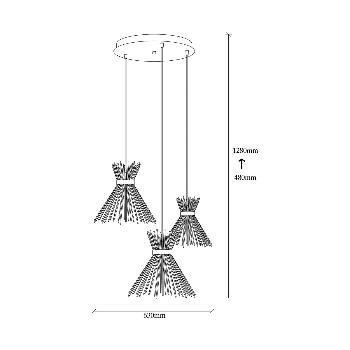 Lustra KIRPI 3086, metal, 63x63x48-128 cm