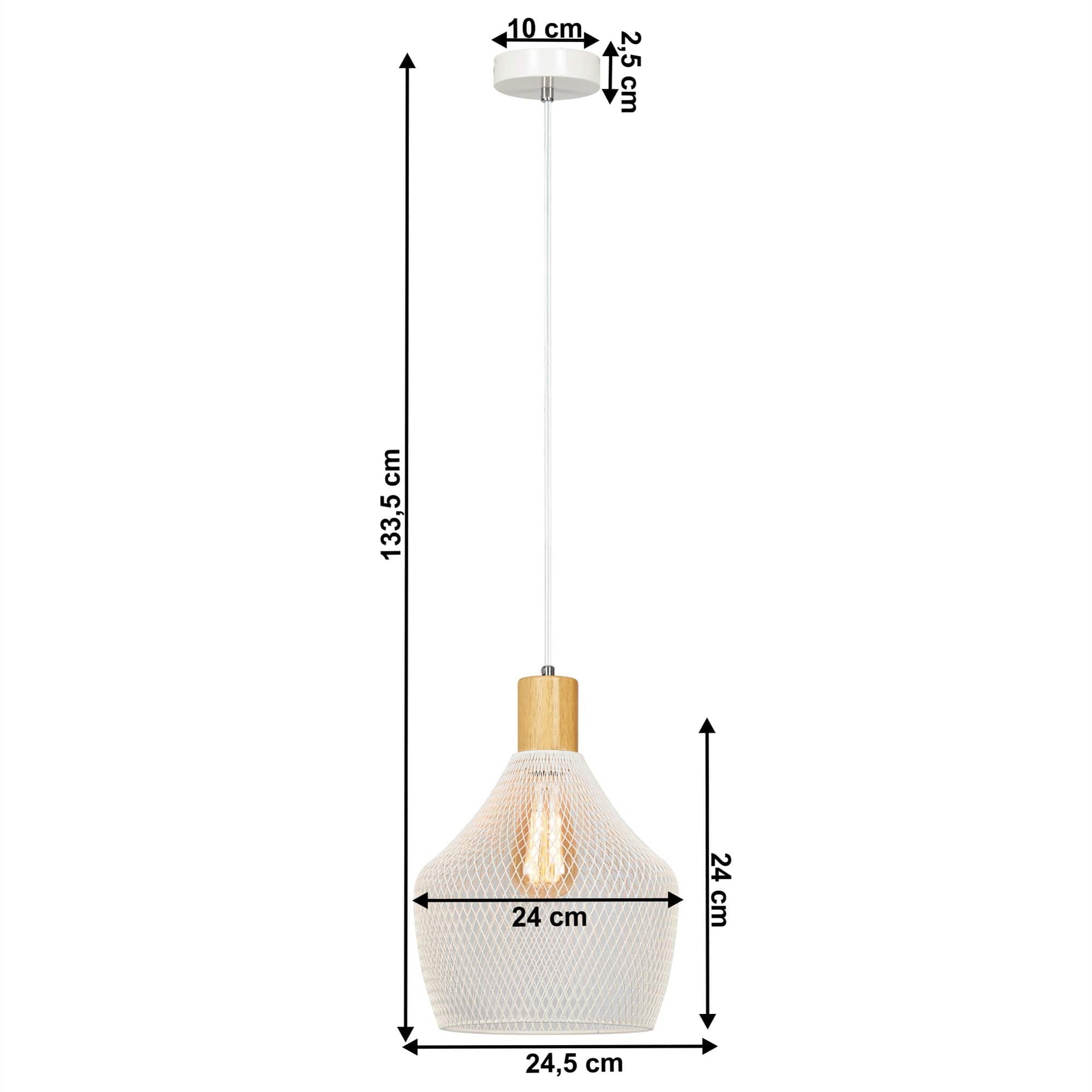 Lustra KOLEN, alb/stejar, metal/lemn, 25x25x134 cm