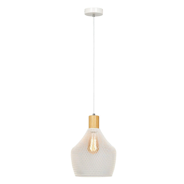 Lustra KOLEN, alb/stejar, metal/lemn, 25x25x134 cm